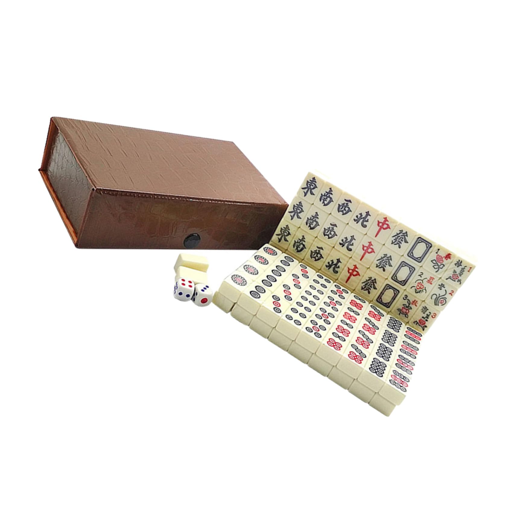 FRCOLOR Tragbares Mahjong Set aus Acryl mit Würfeln für Zuhause und Reise