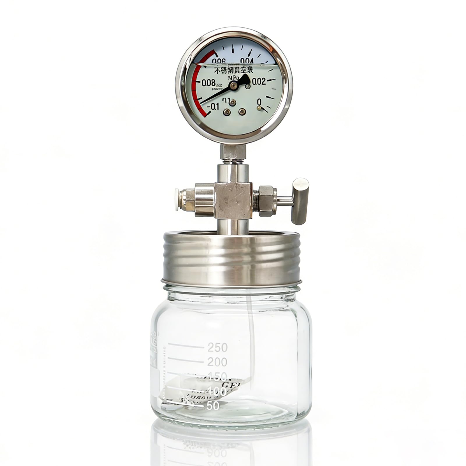 Cámara de vacío, tanque de almacenamiento de desgasificación con medidor de vacío, ideal para conservación de muestras de laboratorio y almacenamiento de muestras químicas/biológicas, 250 ml/500 ml