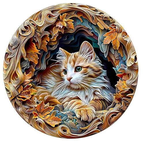 Wooden Puzzles Adults, 3D Cat Wooden Puzzles 200 Pieces, Unique A...