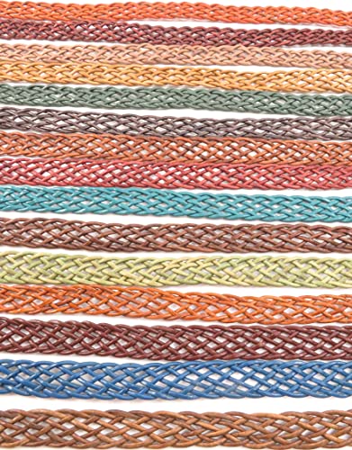 esnado Lederband flach geflochten | 1 Meter | Breite 15 mm, Dicke: 2,5 mm | Farbe: ANTIK BRAUN | ECHTES Leder - pflanzlich gegerbt | zum Basteln | Herstellung von Armbändern, Mittelalter, Schmuck