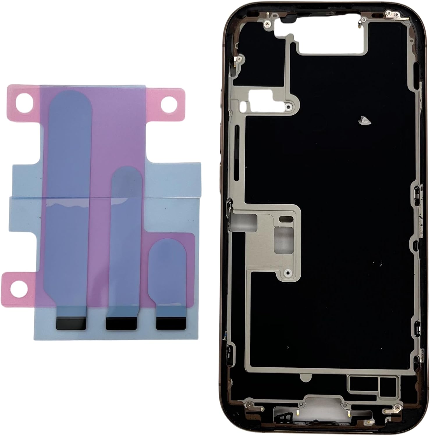 TheCoolCube Middle Frame Housing Cover Case with Power & Volume Button & Battery Adhesive Replacement Compatible with iPhone 16 Pro 6.3 Inches (US Version) (Desert)