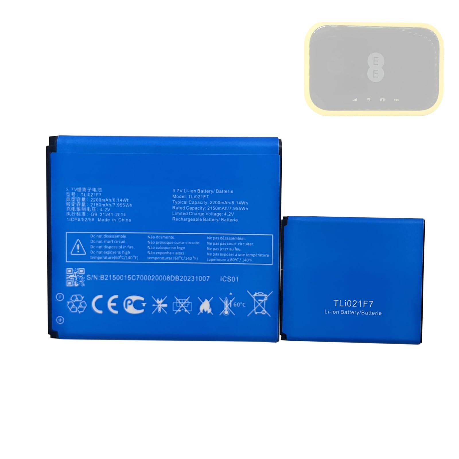 Batteria di ricambio TLi021F7 compatibile con Al-Catel EE70 EE70VB EE Mini 2 4G LTE Pocket WiFi Router 1ICP6/52/58