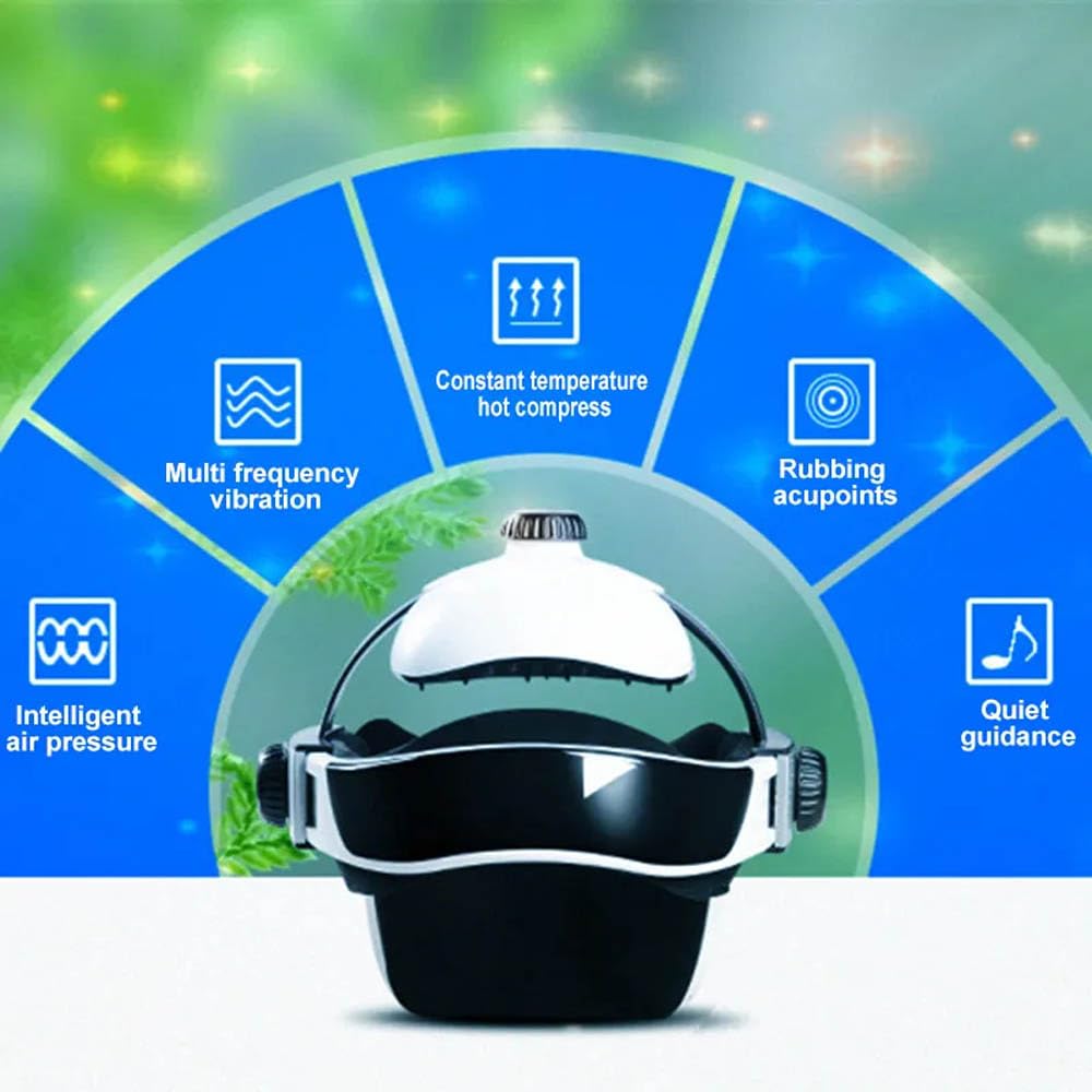 Elektrisches Kopfmassagegerät, Nackenmassagehelm, Tiefenmassage Für Den Kopf Mit Musik, Wärmefunktion, Tiefschlaftherapie, Zur Linderung Von Kopfschmerzen