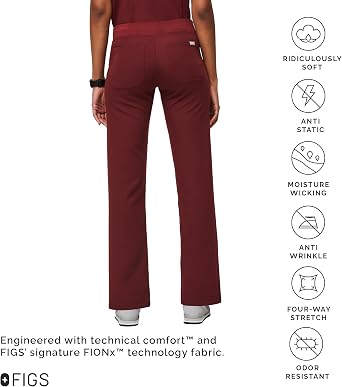 FIGS Livingston Basic Scrub Pants for Women Yoga Waistband, 2 Pockets, Classic Straight Leg Fit