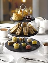 ARIANA HOMEWARE 3 Tier Cake Stand - Natural Slate | Sturdy Afternoon Tea Stand to Display a Cake, Sandwich, Cupcake & Buffet Food Platters | Serving Platter for Weddings, Birthdays & Christmas | Black