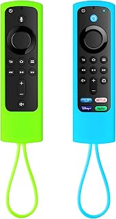 [2 Pack] Firestick Remote Cover,Silicone TV Remote Control Case for Streaming Media Devices,Firestick Lite 2020,FireStick 4K ,TV Cube,(2018-2020) Release (Limegreen+DeepSkyBlue)