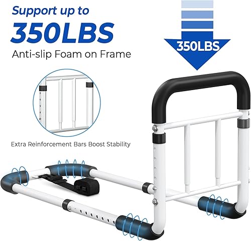 Miniatura 4 de Rieles de cama para adultos mayores de seguridad 2026 – Bastón de cama ajustable que cumple con ASTM con mango ergonómico antideslizante y bolsillo
