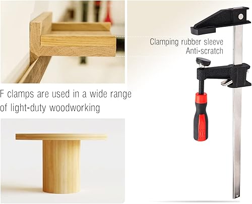 Miniatura 2 de Abrazaderas de barra de acero para carpintería, abrazaderas F de 6 pulgadas y 12 pulgadas (dos cada una), abrazaderas de barra de madera de ajuste