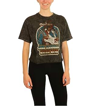 Junk Food Womens Cropped Graphic T-Shirt, Black, Medium at