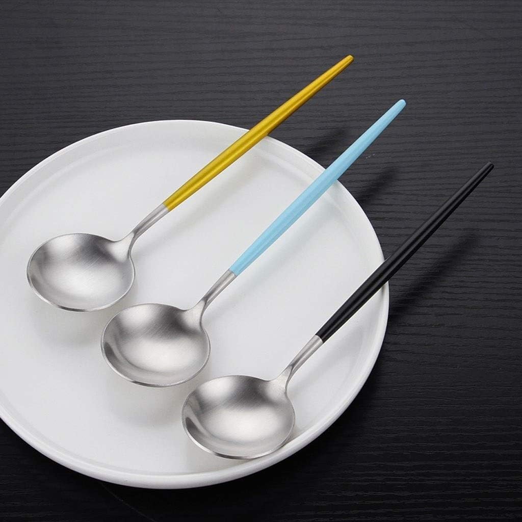 Dinner Spoons Color Long-Handle Spoon, Stainless Steel Spoon, Set of 10, Home Dining Spoon Coffee Spoon Dessert Spoon,One Color-Pink