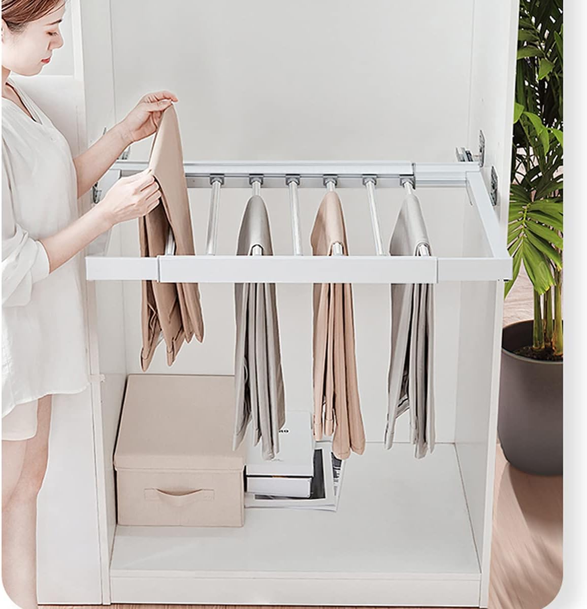 未使用QVC 中身が見える収納ボックス6個セット ホワイトブラウン QVC