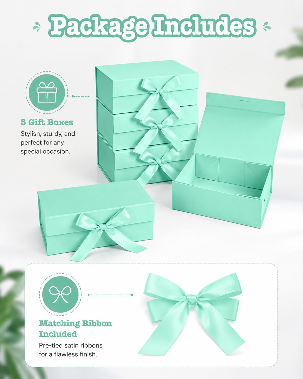 Scatole regalo, confezione da 5 scatole regalo magnetiche per damigella d'onore, scatole regalo con coperchio, grandi scatole regalo per matrimoni, confezioni regalo, compleanni, feste, Natale, 25 x