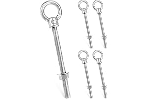QWORK Threaded Eyebolts, 3 Pack 1/2"x6" Long Stainless Steel Marine Grade Shoulder Eye Bolt
