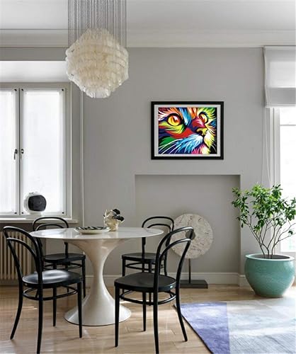 Miniatura 2 de Komking Pintura por números para niños y adultos principiantes, lienzo acrílico de bricolaje kits de pintura por números sin marco, color gato 16 x