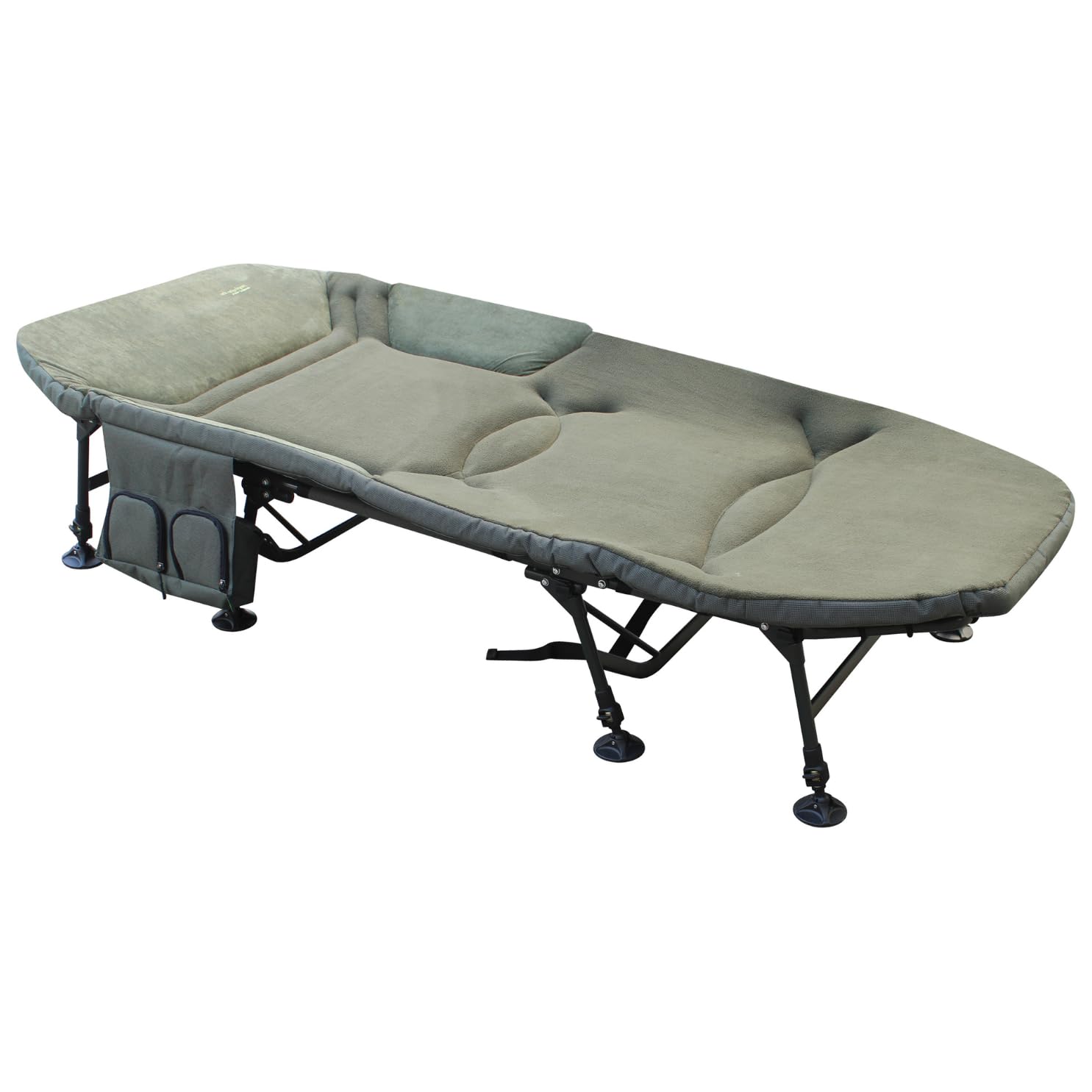 MK-Angelsport Karpfenliege XXL Vlies Angelliege Bed Chair 8-Bein Liege mit Matratze (203 x 91 x 40 cm) Campingliege Gästebett Fischerliege belastbar bis ca. 160kg