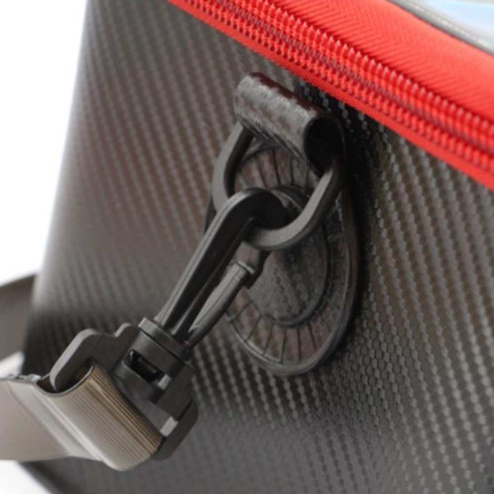 FUBESK Eva Angelköder-Aufbewahrungseimer mit 48 Schlitzen, Tintenfisch-Jigkoffer bis zu 16 cm, transparente Oberseite, Angelbox mit Abflusslöchern und 6 Trennwänden, für Schwarz