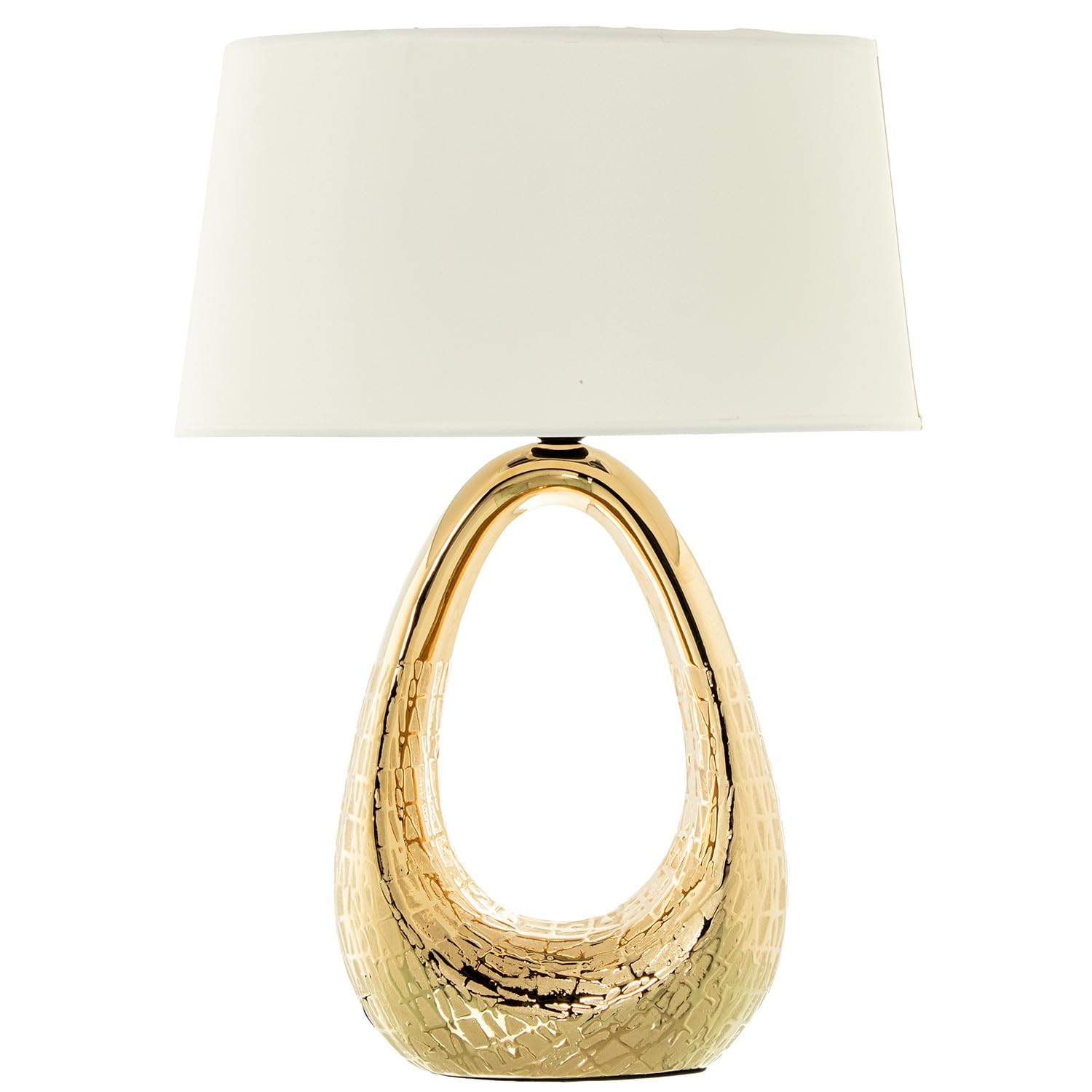 Lampara de sobremesa de Ceramica Dorada con Pantalla 38x24x54cm