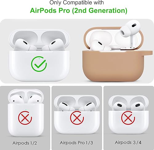 Vista 30 de Funda compatible con Airpods Pro de 2ª generación 2022, funda protectora de silicona suave con llavero de pulsera para Apple Airpods Pro 2 funda