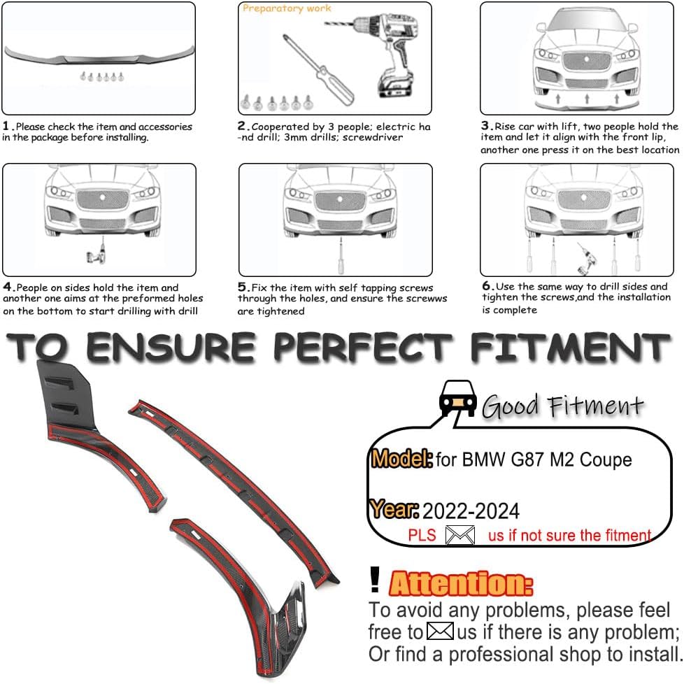 Real Carbon Fiber Front Bumper Lip for BMW G87 M2 Coupe 2-Door 2022-2024 Front Chin Spoiler Splitter Protector Factory Outlet