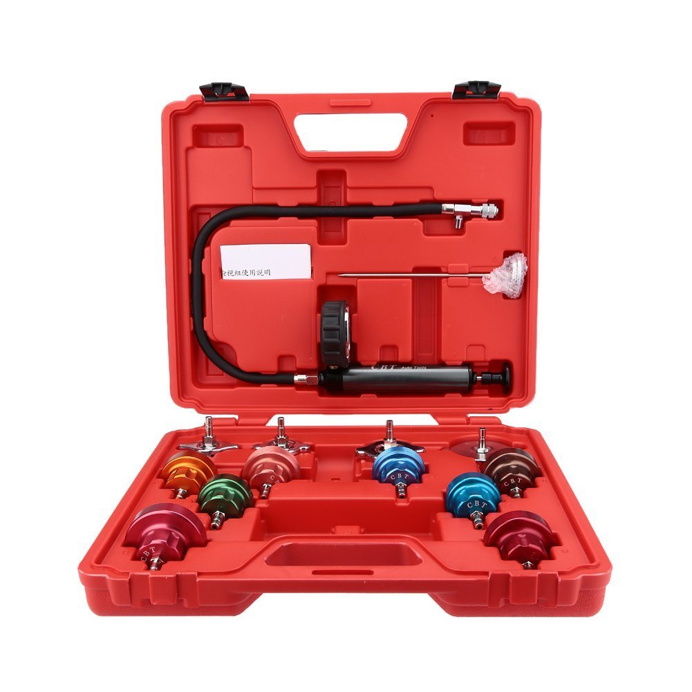 Docooler 14Pcs Cooling System Tester 0~35 PSI Radiator Pressure Tester Gauge and Vacuum Type Cooling System Kit