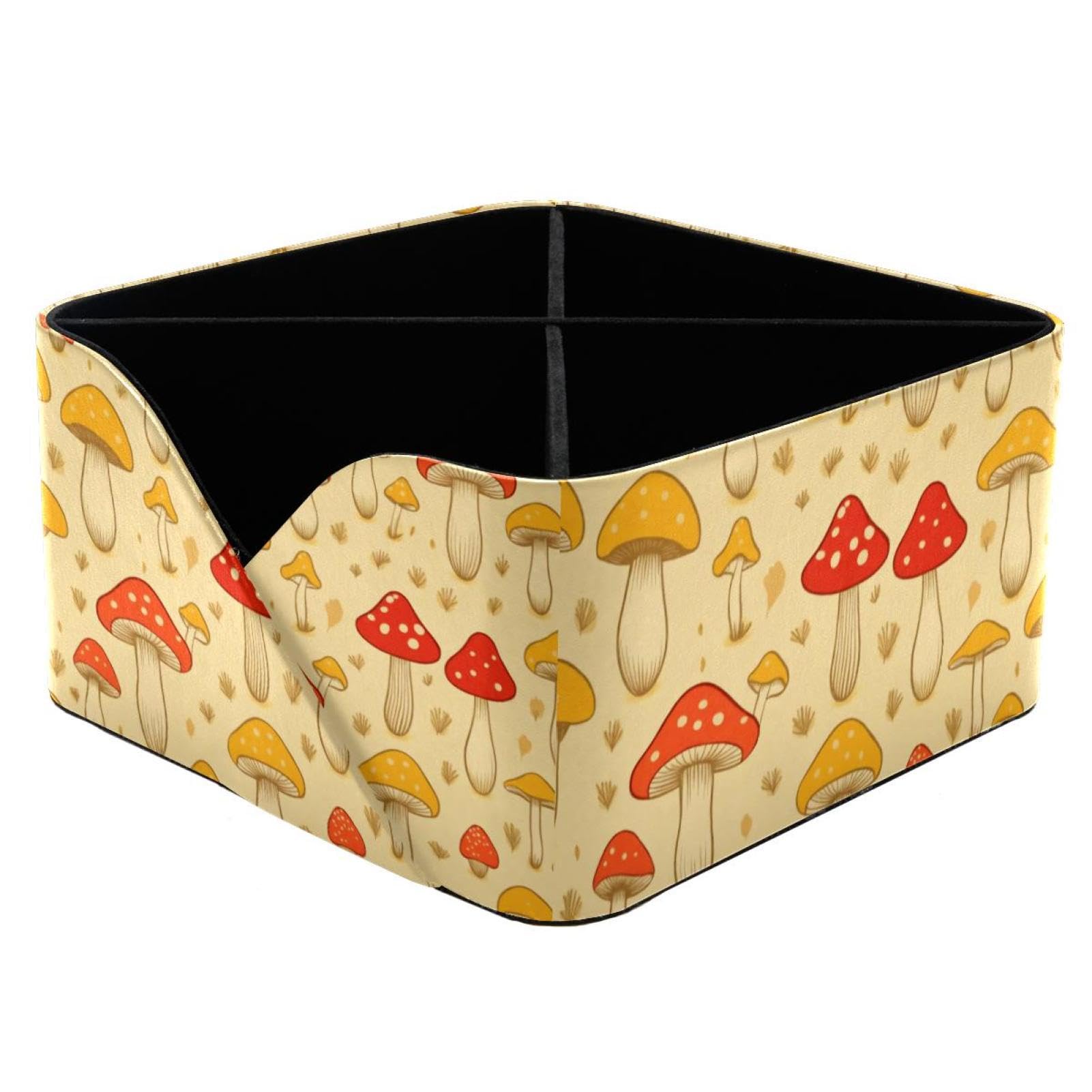 Organiseur de bureau rectangulaire à motif champignon jaune pour papeterie et maquillage