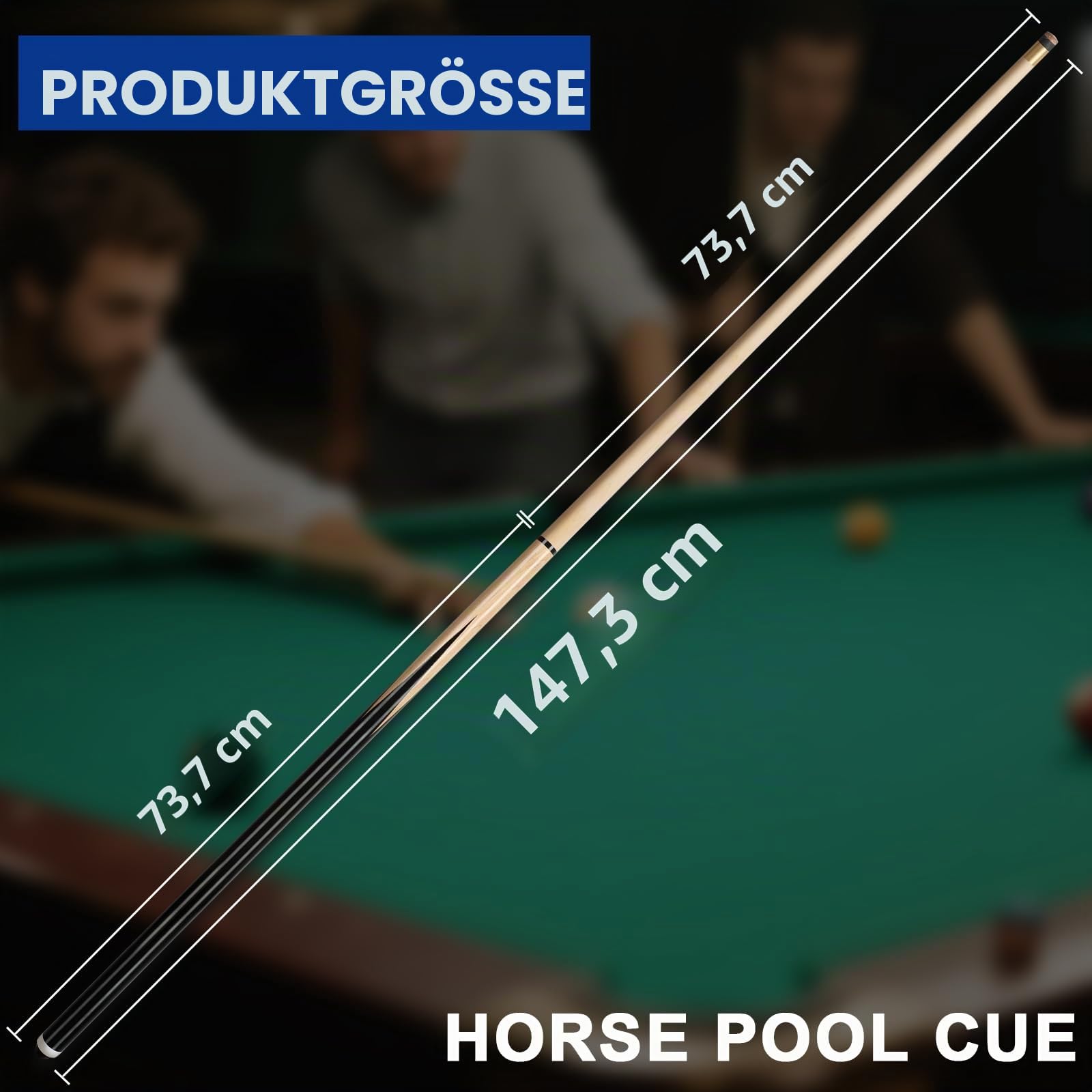 Horse Pool-Queue-Stick, 147,3 cm/132,1 cm/121,9 cm/106,7 cm, 4/2 Billard-Queues-Sticks für Profis, Poolsticks für Erwachsene, 50,8 cm, 45,7 cm, 397,9 g, Hausbar mit 13 mm Leder-Queue-Spitzen zum