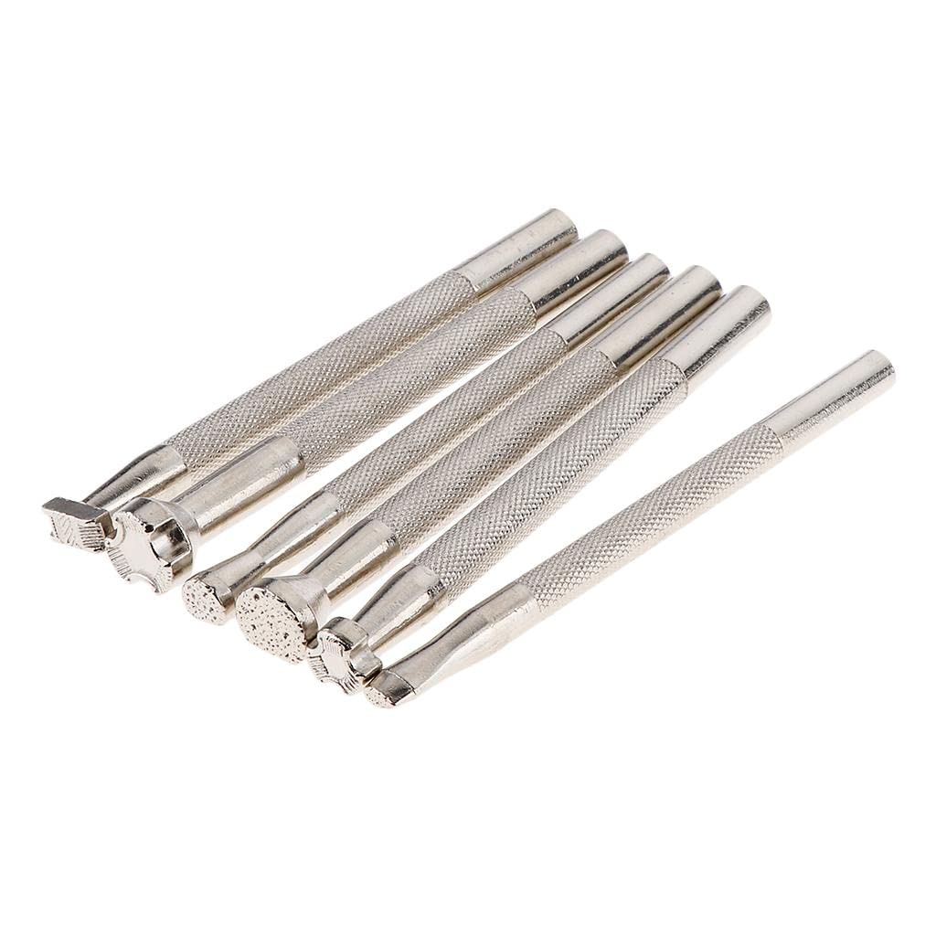 6Pcs Manual Leather Craft Stamps Embossing Beveler Stamping Tools Kit 3