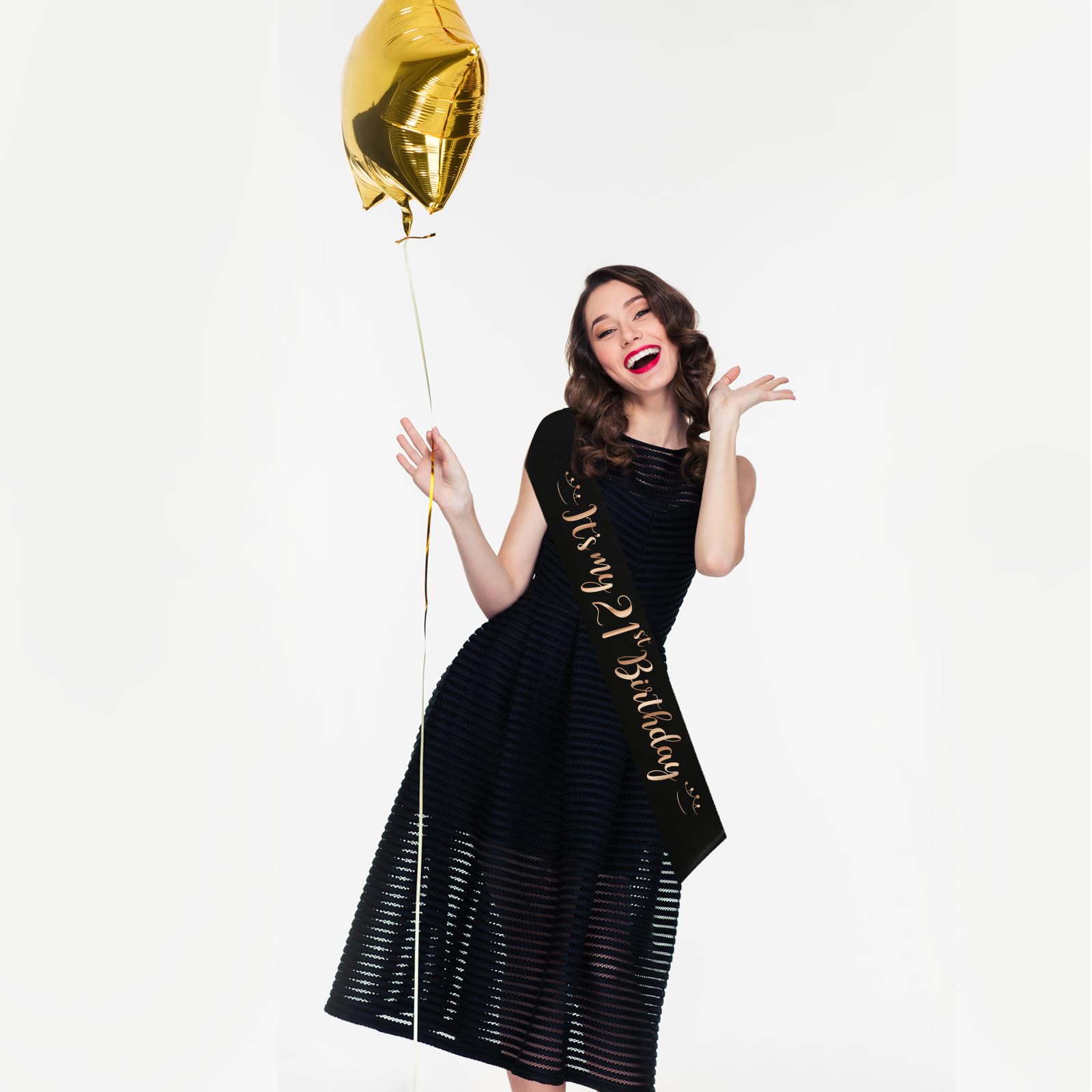 It's My 21st Birthday Sash - Black Satin With Silver Lettering For Birthday Party Decor