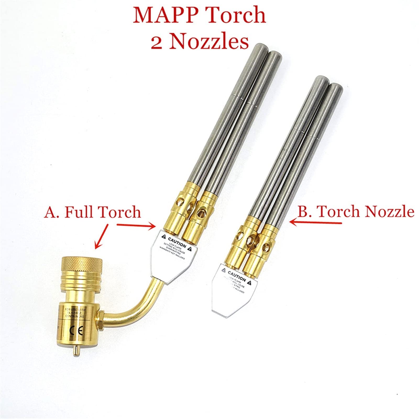 Kits de antorcha Boquillas, Accesorios de soldadura - 2 Boquillas Antorcha MAPP Pistola de soldadura de gas Pistola de soldadura fuerte CGA600 Conexión Quemador Calentador Soplete for soldar Barbacoa
