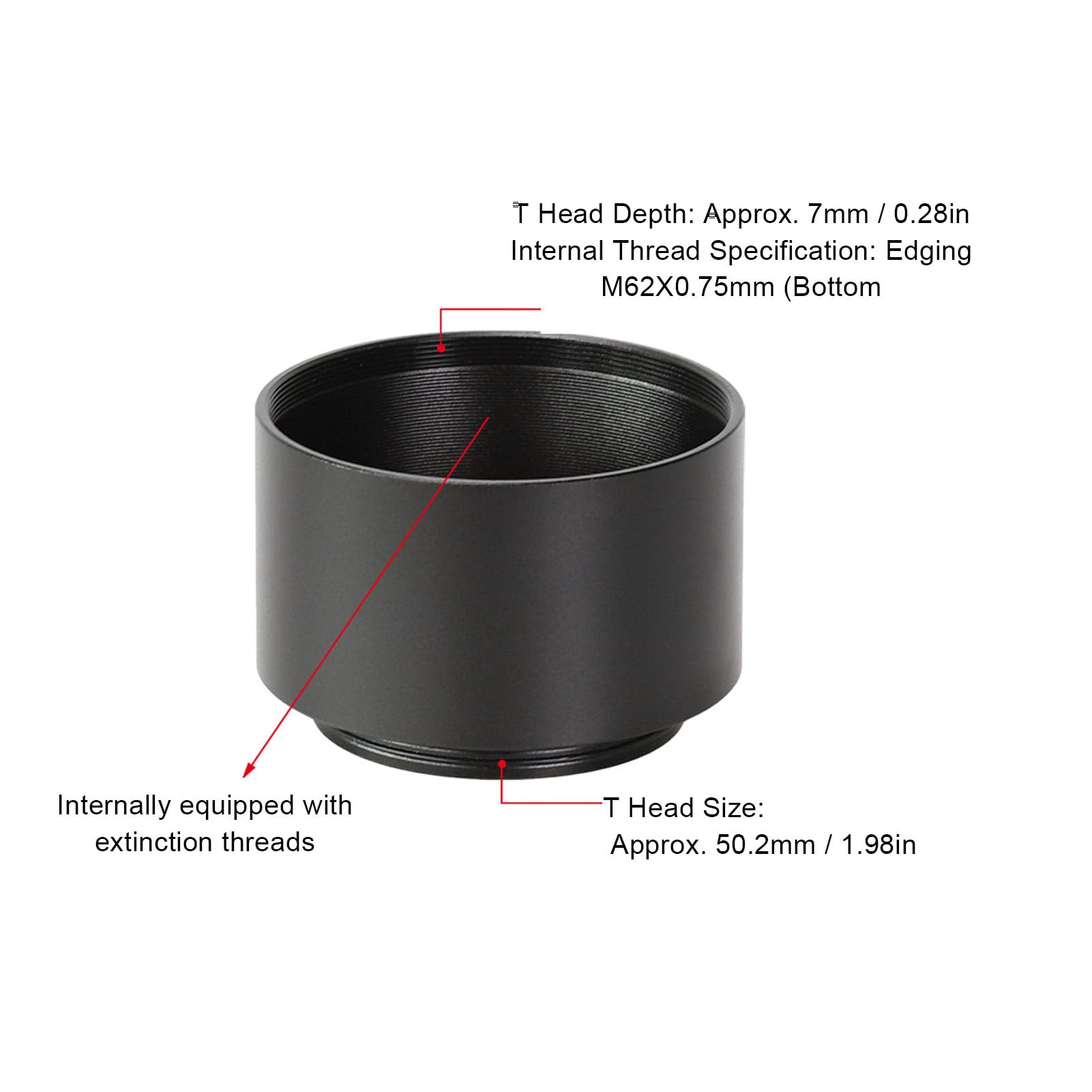 VBESTLIFE Paraluce per Telescopio Astronomico per Seestar S50, Bordo M62X0.75mm Fondo M48X0.75mm, Lega di Alluminio, Accessori per Telescopio
