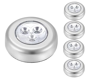 NIKZOL LED Battery-Powered Wireless Touch Lamp – Stick-On Push Light for Closets, Cabinets, Utility Rooms, and More, Cordless Plastic Night Light (Batteries Not Included)_ (Pack of 4) - image, photos