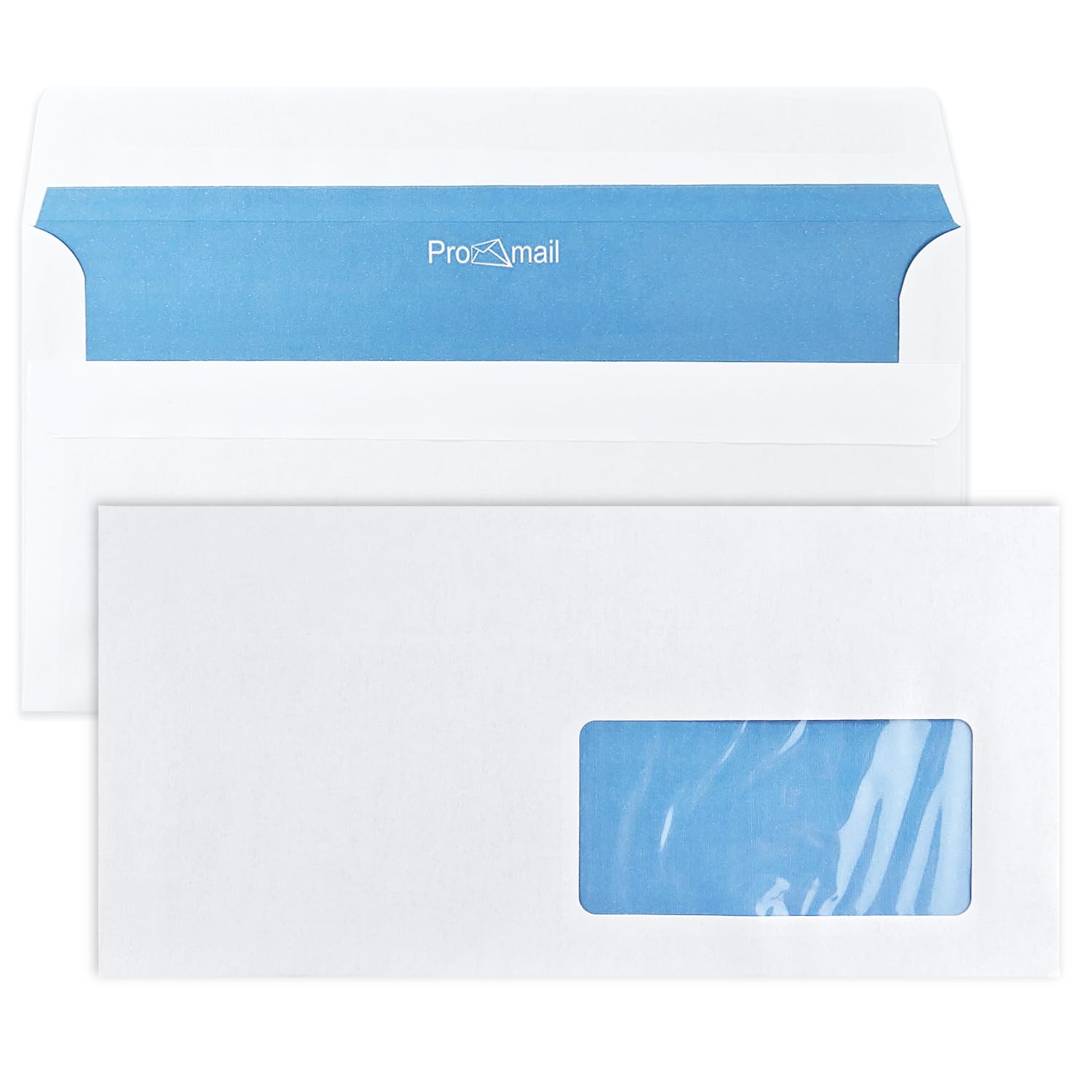 Netuno 100 blanco DL 110 x 220 mm 80 g sobres papel solapa recta ventana derecha cierre autoadhesivo interior azul para cartas facturas ofertas y folletos