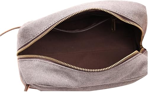 Miniatura 7 de IBLUE B03 - Bolsa de aseo de cuero y lona para viaje organizador de afeitado de baño para hombres y mujeres accesorios de viaje B03 Negro bolsa aseo