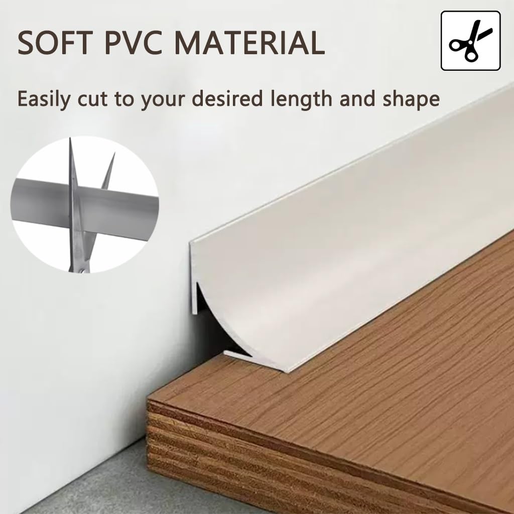 Versteckte Bodenkabelabdeckung, Selbstklebender Kabelkanal Aus Weichem PVC, Wandecken, Bodenecken, Kranzgesimse, Sockelleisten(Weiß,10m)
