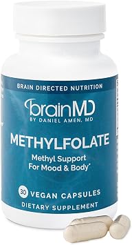 BRAINMD Dr Amen Methylfolate - 30 Capsules - Potent Mood Support - Gluten Free - 30 Servings