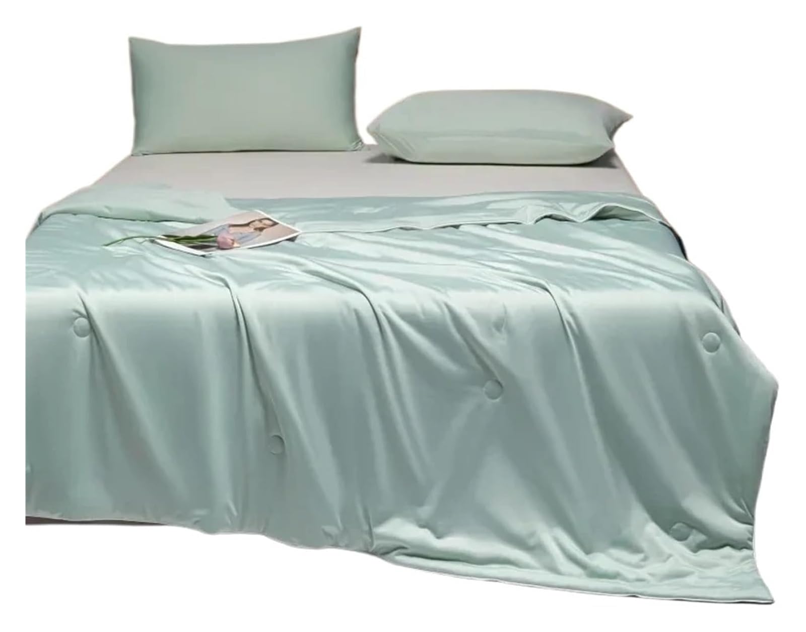 EBzvblxm Cooling Blanket for Summer, Summer Soft Thin Cooling Blanket Lightweight Breathable Multicolor Multiple Sizes(Green,150x200 cm)