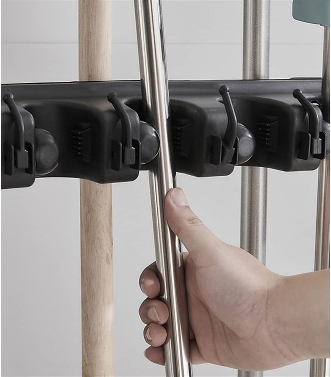 Soporte Para Fregona Y Escoba, Soporte Para Fregona Y Escoba, Colgador U Organizador De Herramientas De Acero Inoxidable, Estante Para Fregona Húmeda Con Escurridor, Util,Silver-20 tow 24 hooks