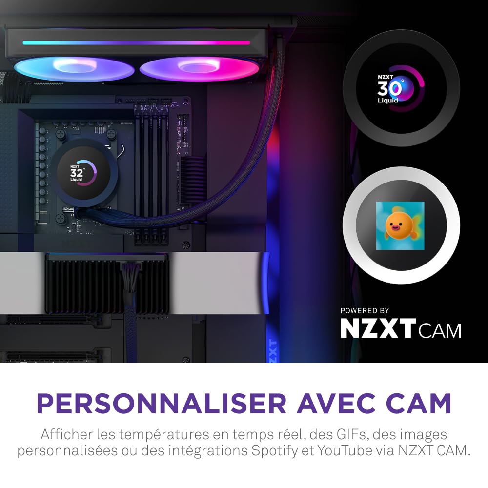 NZXT Kraken Plus 240 RGB - Refroidisseur CPU AIO 240mm, LCD - Noir