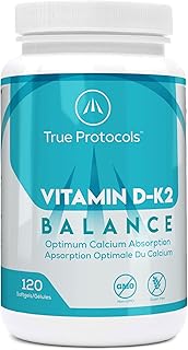 TRUE PROTOCOLS - Vitamin D-K2 Balance - Vitamin D3 (1000 IU) + Vitamin K2 MK7 (120 mcg) + Vitamin A (500 IU) - 120 Bioavailable Softgels – For Strong Bones & Improved Muscle Function - 100% Non-GMO D3 K2 A Supplement