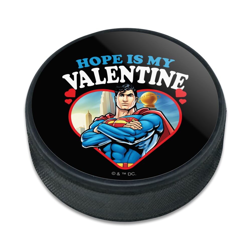 Superman Hope is my Valentine Ice Hockey Puck