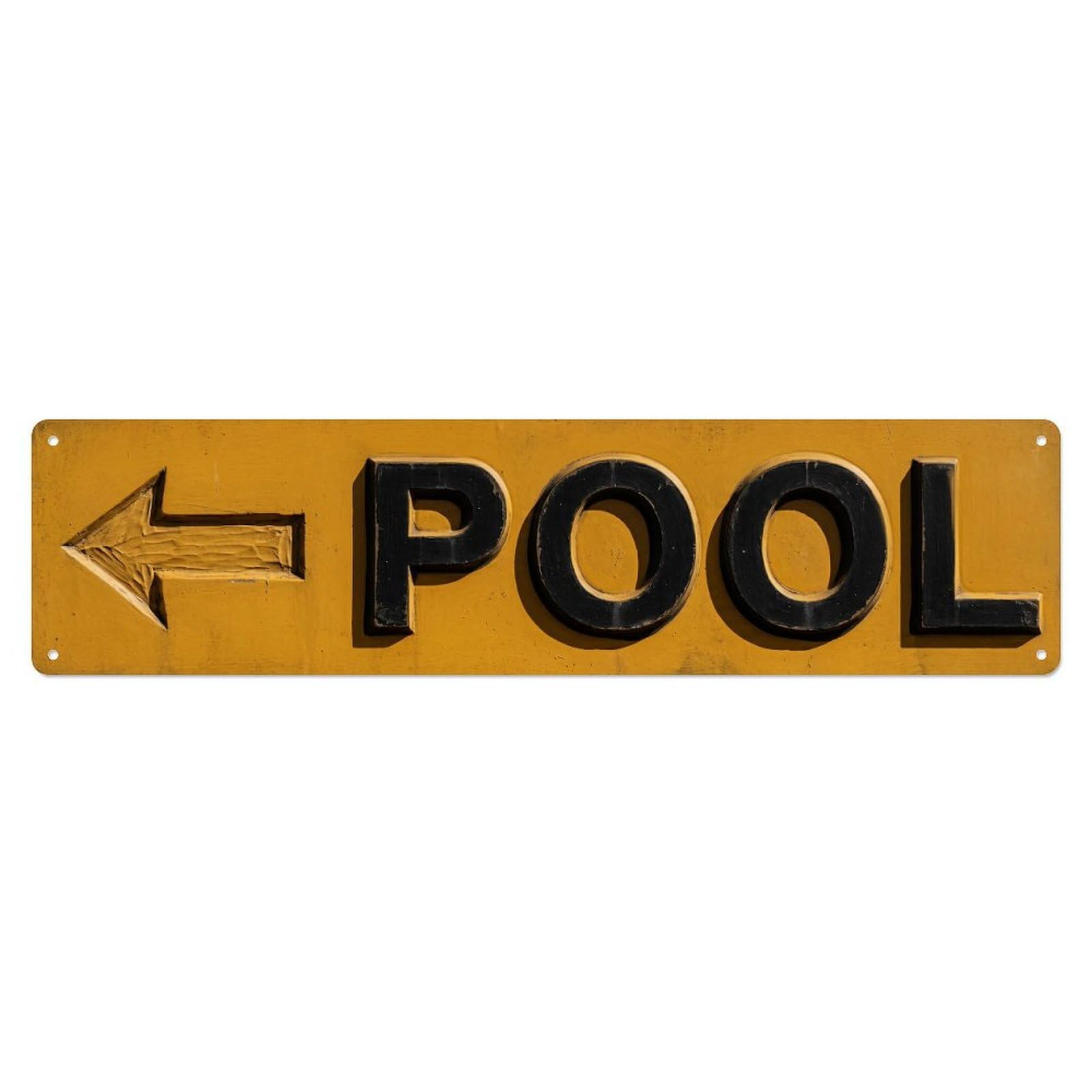 Swimming Pool Mustard Yellow Metal Tin Sign