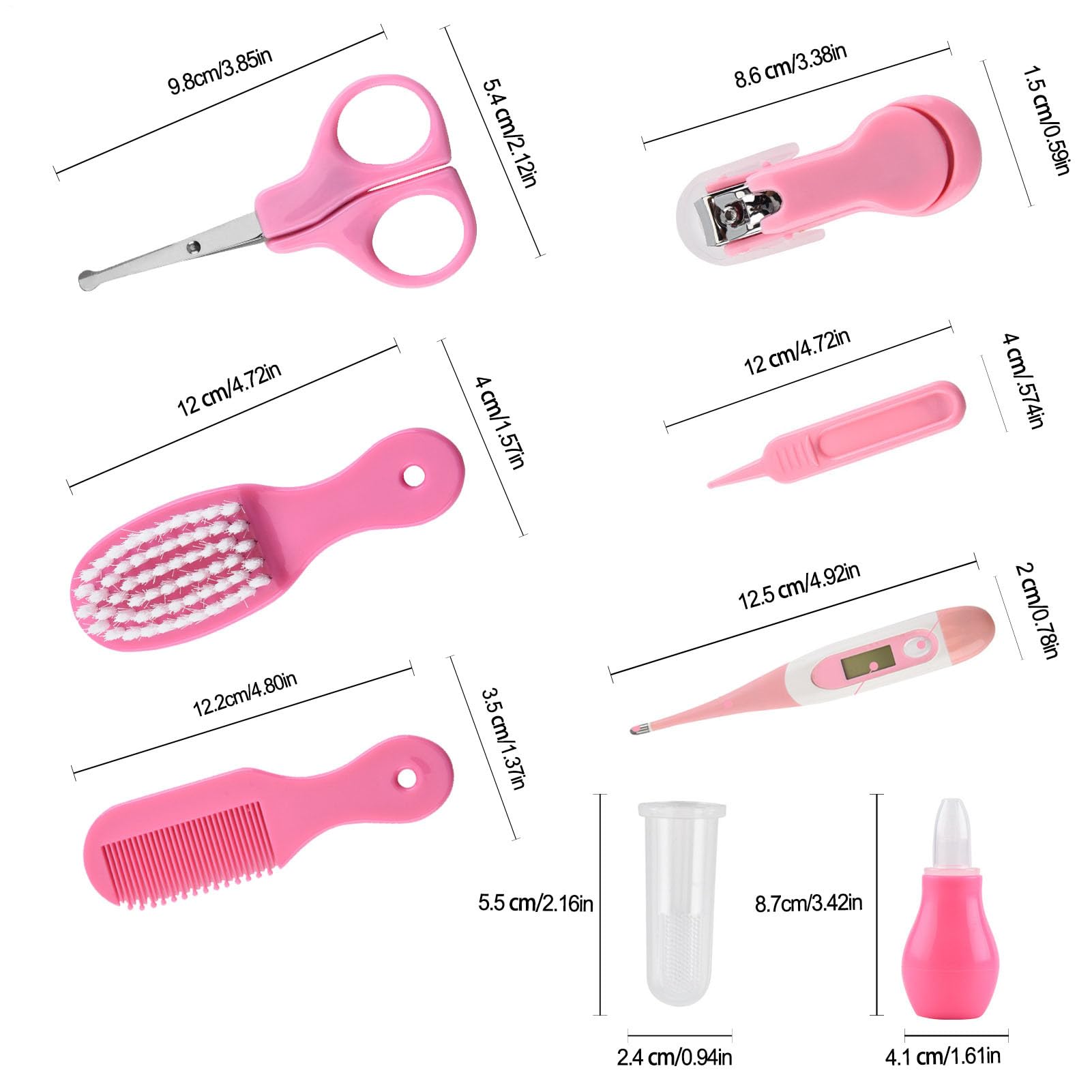 Trousse De Soin Bébé Naissance 8Pcs, Kit Manucure Sécurité Bébé Avec Brosse À Dents, Coupe-ongles Et Peigne