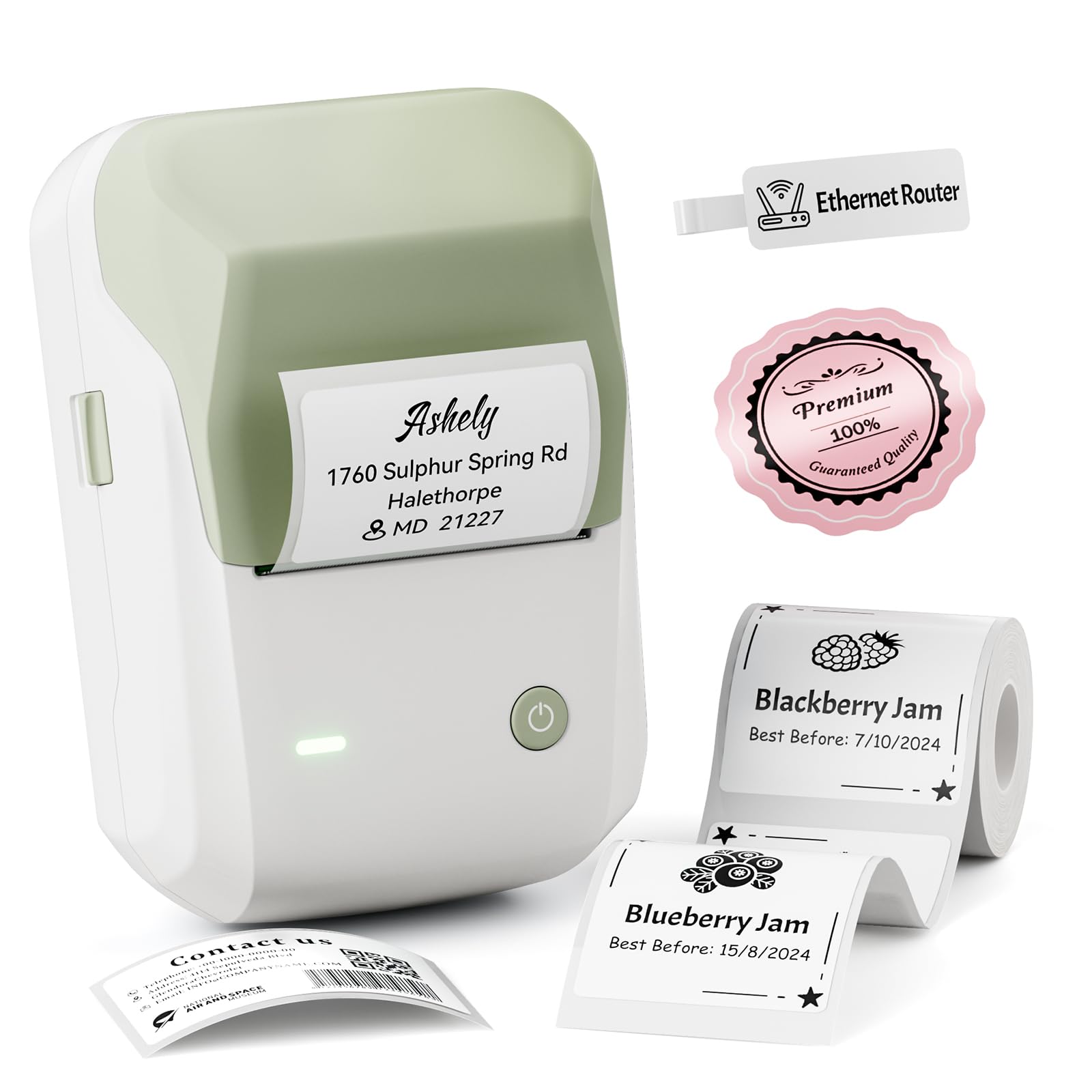 NIIMBOT B1 Labelprinter met 1 rol startertape, 20-50 mm breed, thermo- labelprinter, verzendlabel-label-schrijver voor thuiskantoororganisaties, commercieel gebruik