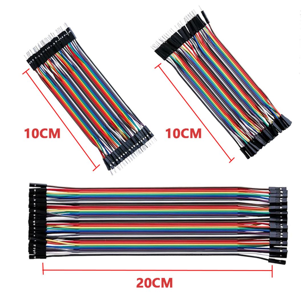 120 pin Jumper Wire 40 x 10 cm, 40 x 20 cm, connettori maschi-femmina, maschi, femmine, ponte per cavi da 28 AWG per Arduino