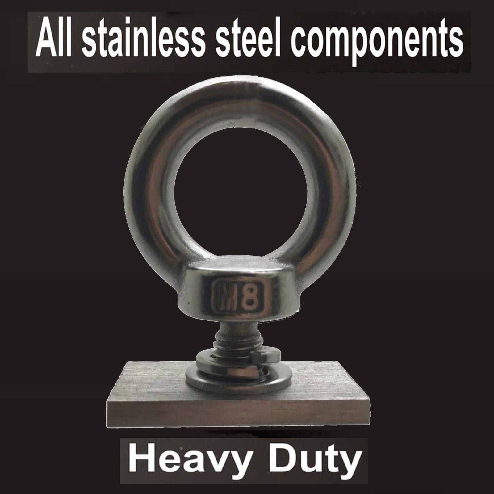 4 Set Heavy Duty Eye Bolt, Stainless Steel - M8 Eye Nuts, Track Mount Tie Down Eyelet to Hold Your Bungee Cord or Ropes Anchoring