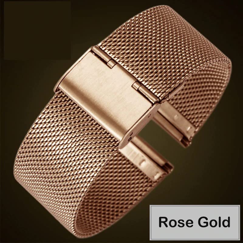 Image of 12mm 14mm 16mm 18mm 20mm 22mm 24mm Mesh Bracelet Stainless Steel Black Blue Golden Rose Pink Silver Brown Watch Band Interchangeble