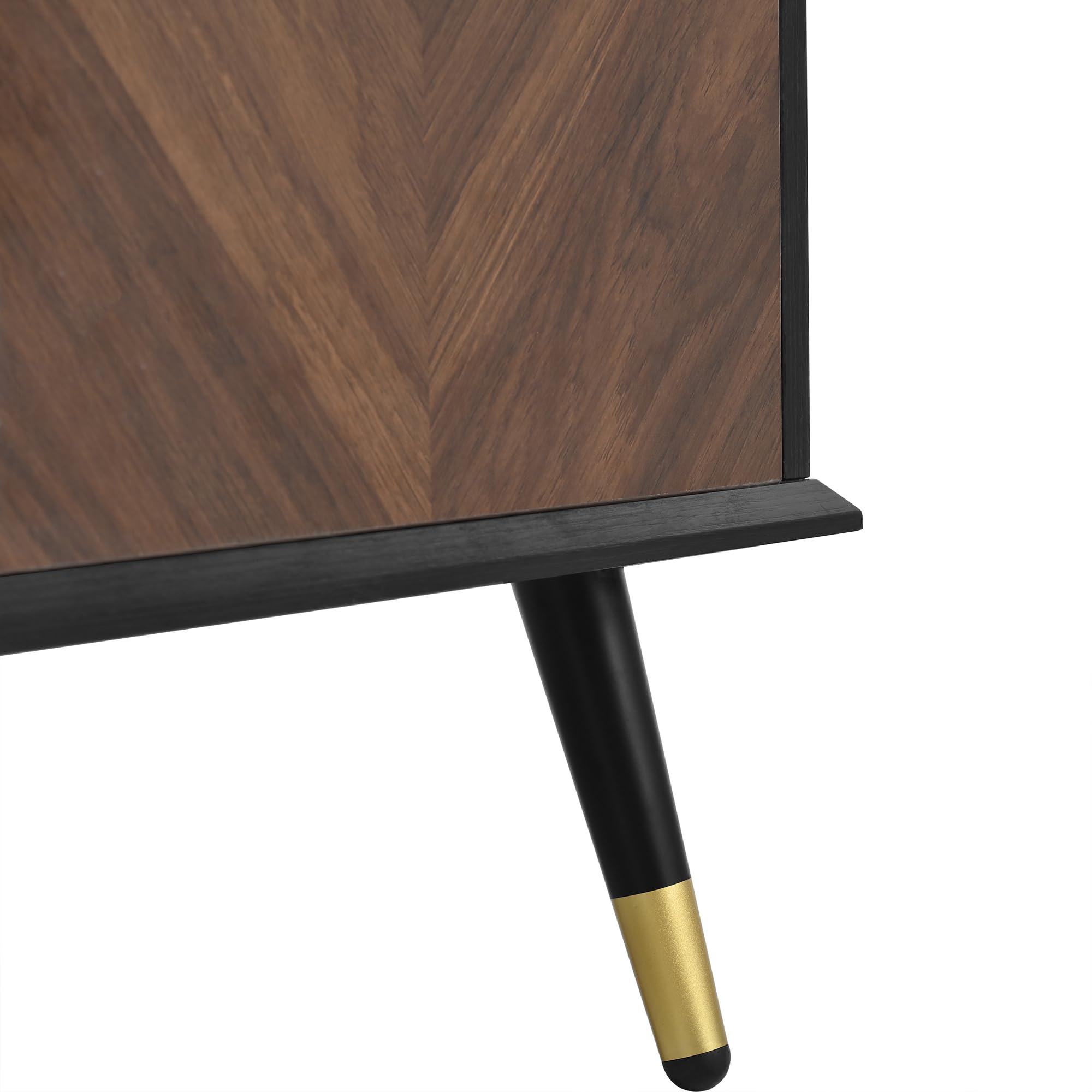 Credenza moderna con motivo a spina di pesce, armadio a buffet con 4 ante e ripiani regolabili in altezza, legno MDF e piedini in metallo, spazio per soggiorno, corridoio e sala da pranzo