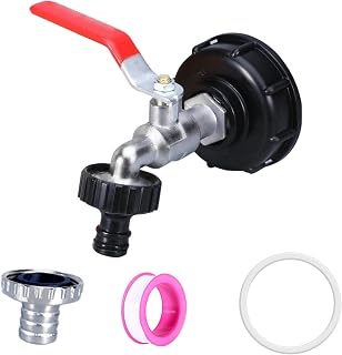 Adaptador Depósito IBC, Grifo Agua Salida Bidon 1000 Litros, Accesorios Drenaje Tanque 3/4 Pulgadas, Adaptadores Cisterna Válvula Bola Aleación para Exterior Jardin Tanque Agua Lluvia Recolección