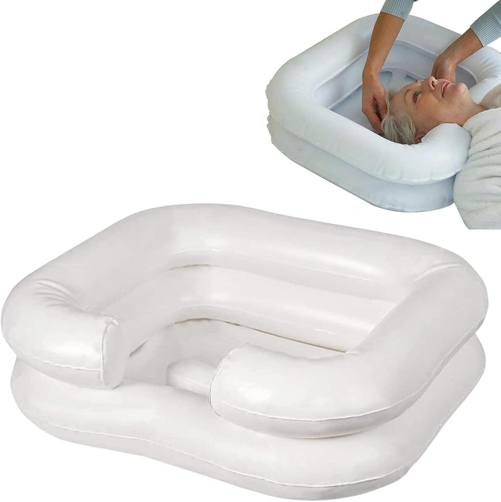 Douche de chevet et lavabo gonflable pour laver les cheveux sans bouger du lit