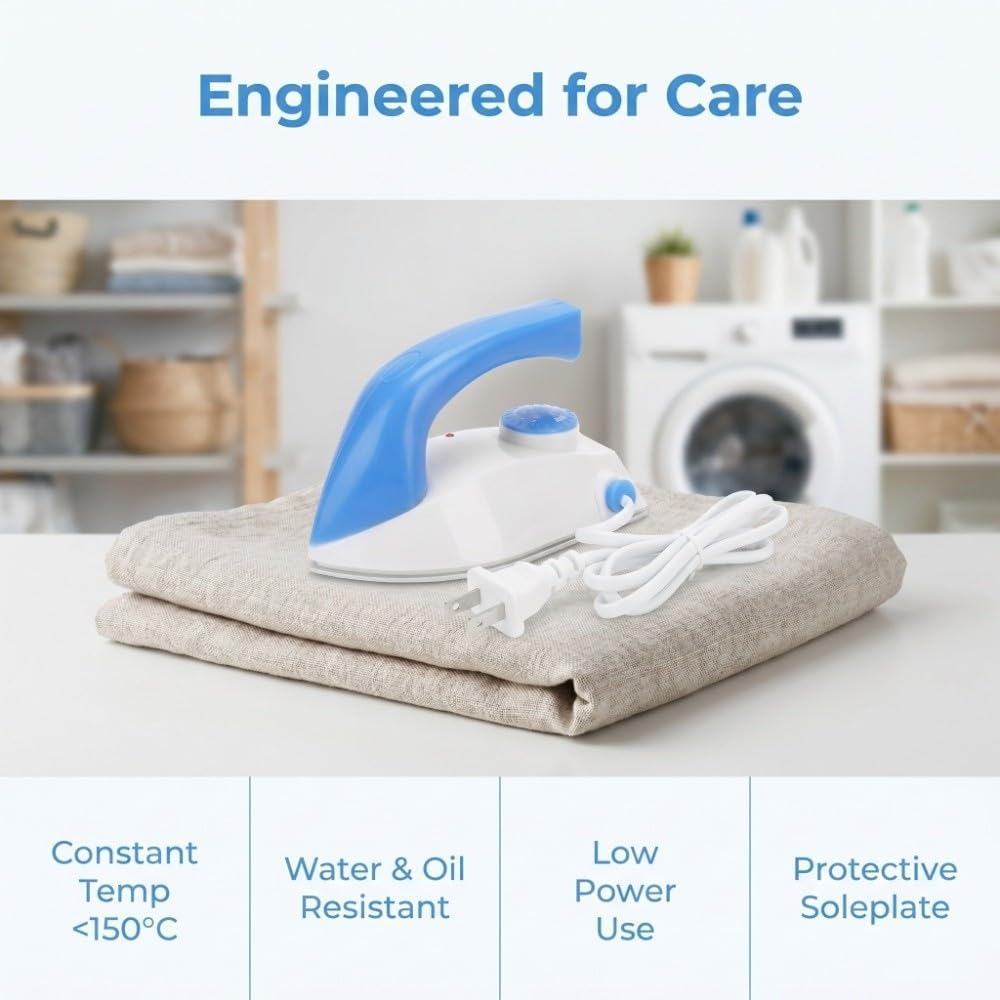Steel Plate Mini Handheld Thermostatic Electric Iron Adjustable Temperature Small Clothes Iron Compatible with US and EU Plug for Home Use